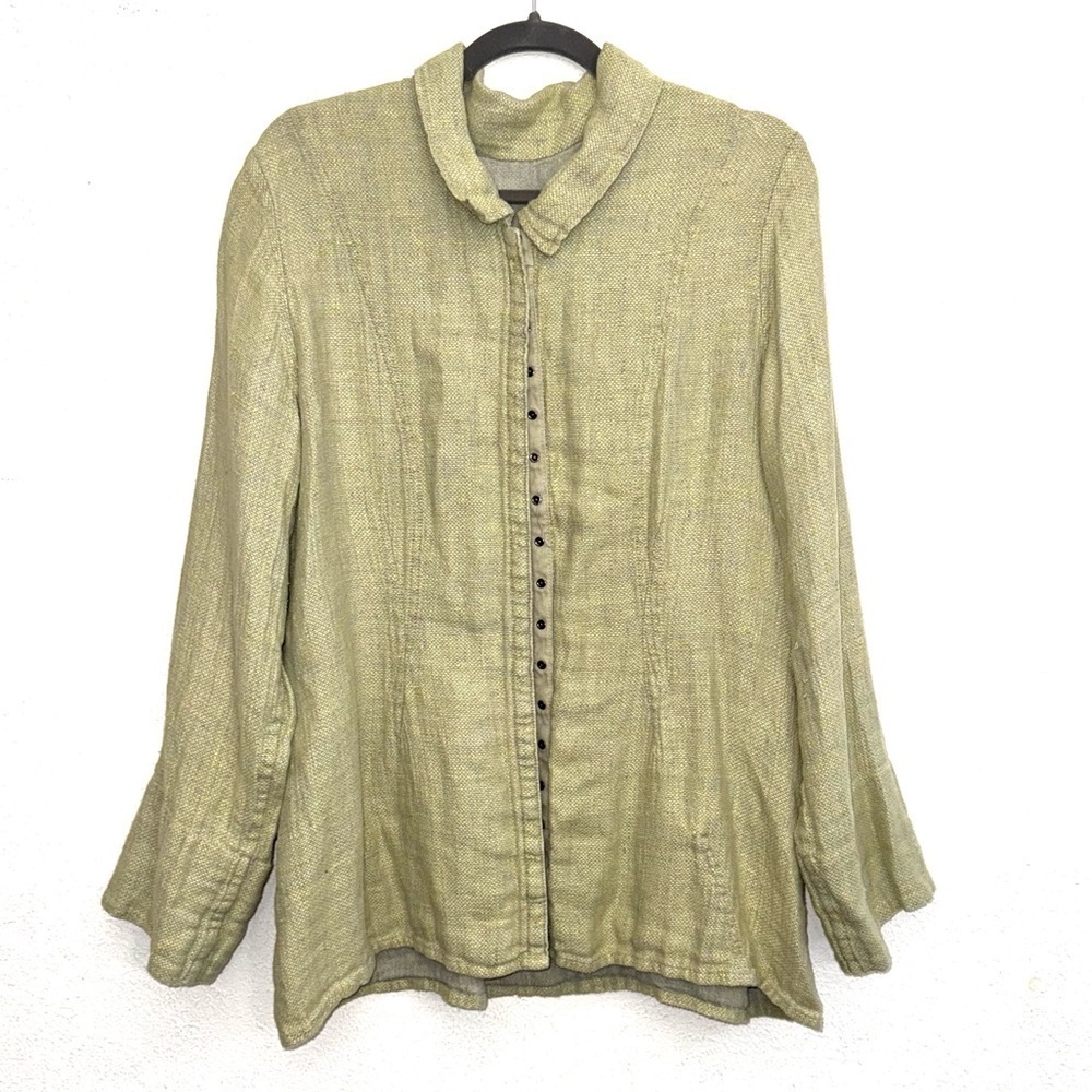 FLAX Linen Snap Front Jacket Size Medium
